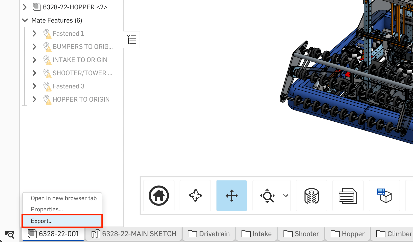 Selecting the &quot;Export...&quot; option