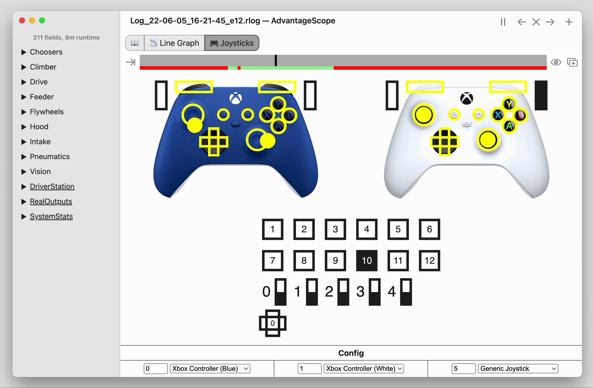 Overview of joystick tab