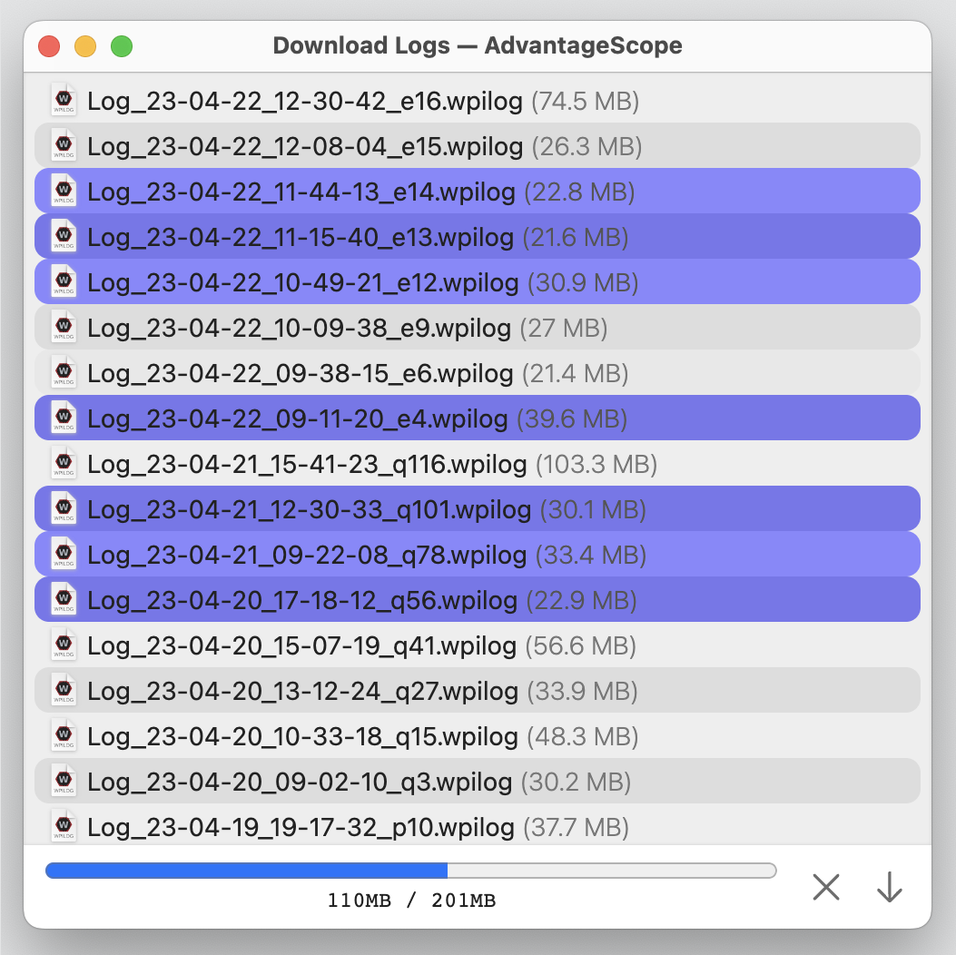 Downloading log files