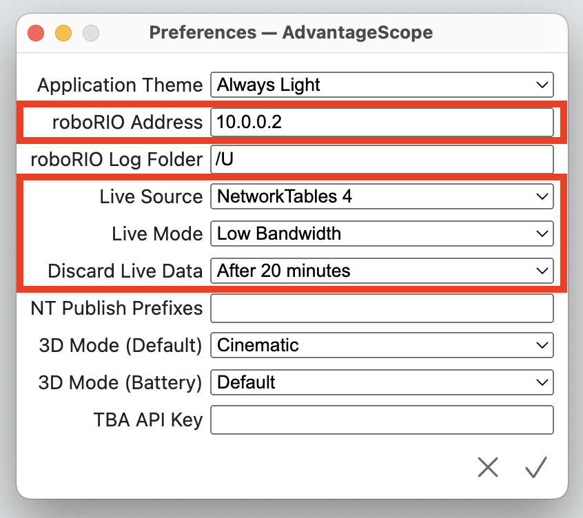 Diagram of live preferences